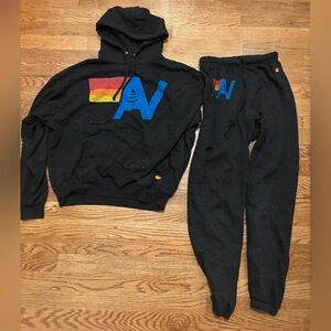 Aviator Nation Black Hoodie and Sweatpants Set from classic Logo collection